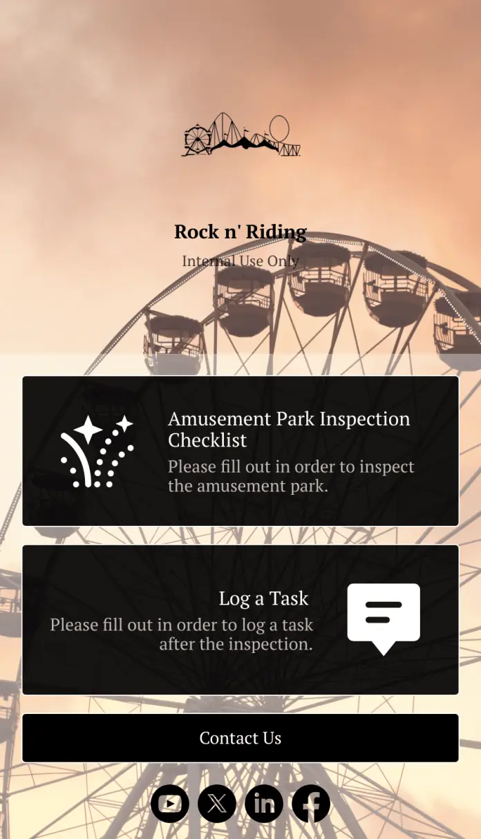 Amusement Park Inspection Checklist App