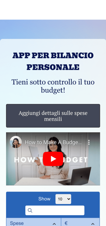 App per Bilancio Personale Template