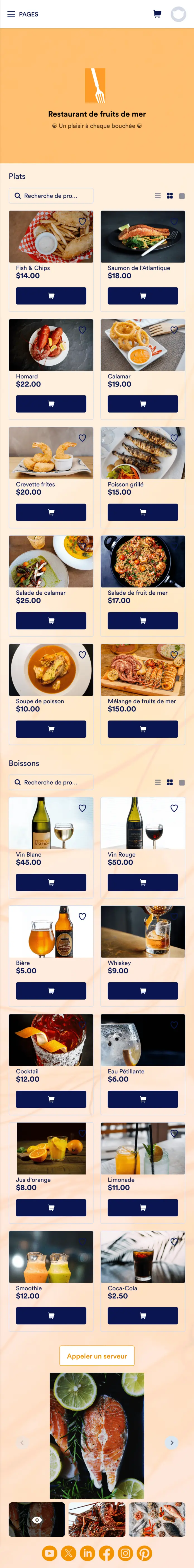  Application de menu avec QR Code