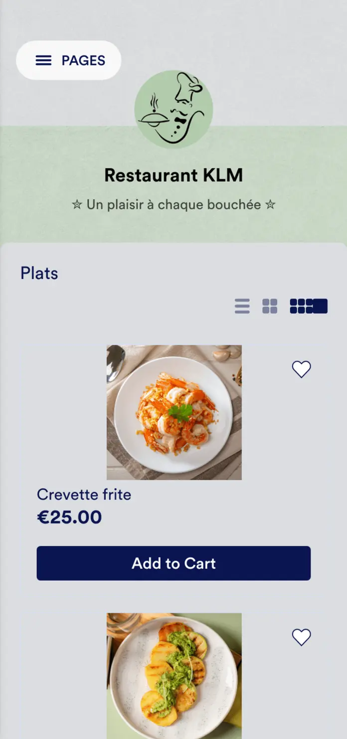 Application de menu de restaurant