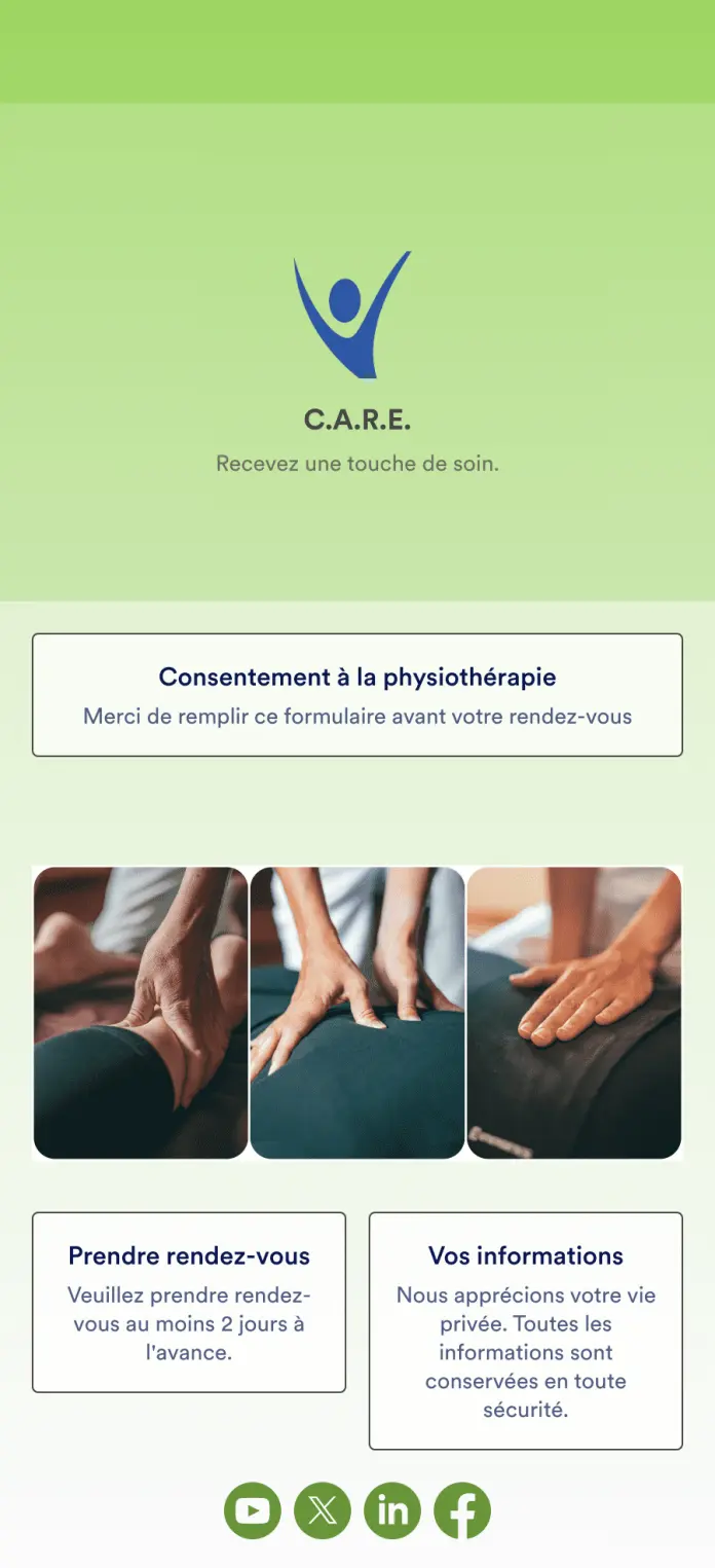 Application de physiothérapie