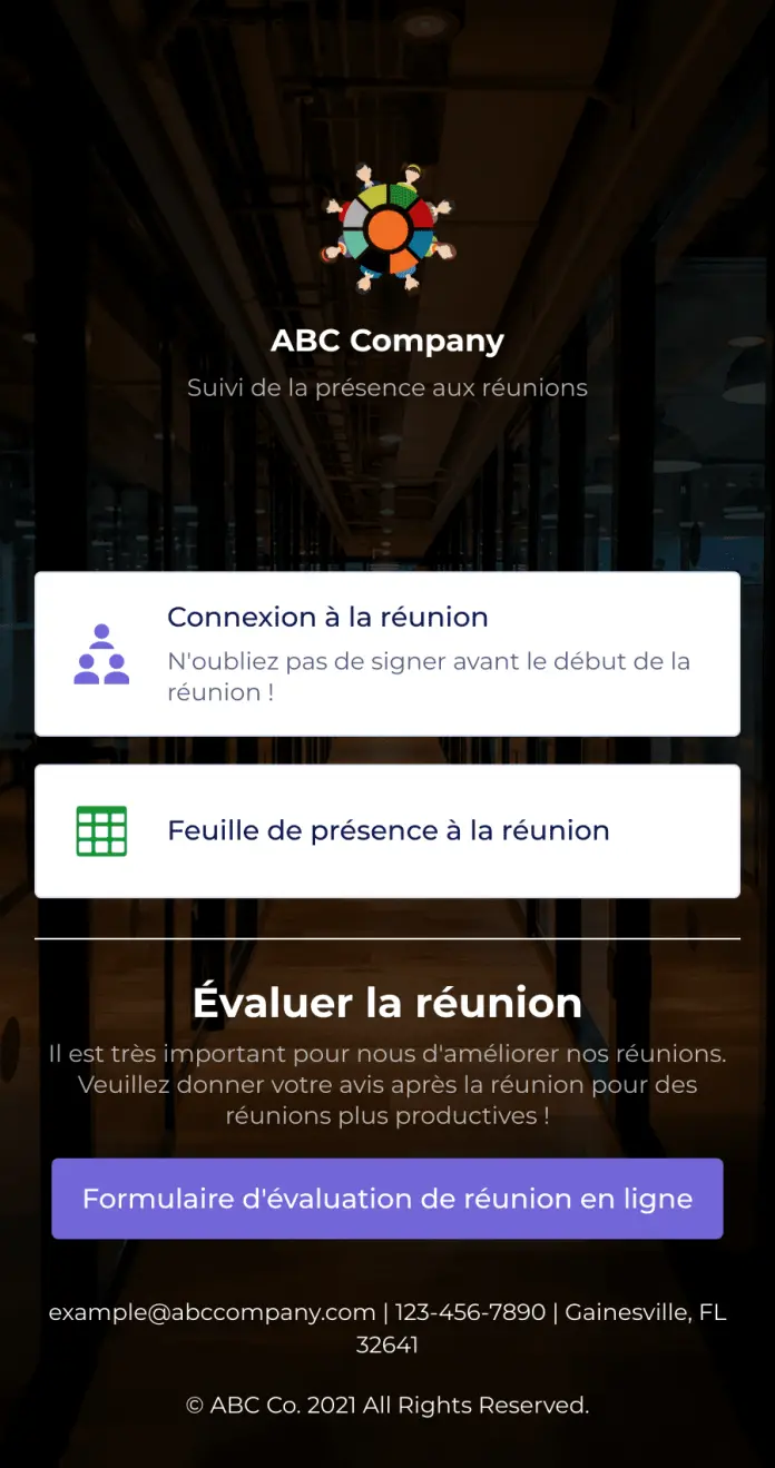 Application d'inscription à la réunion