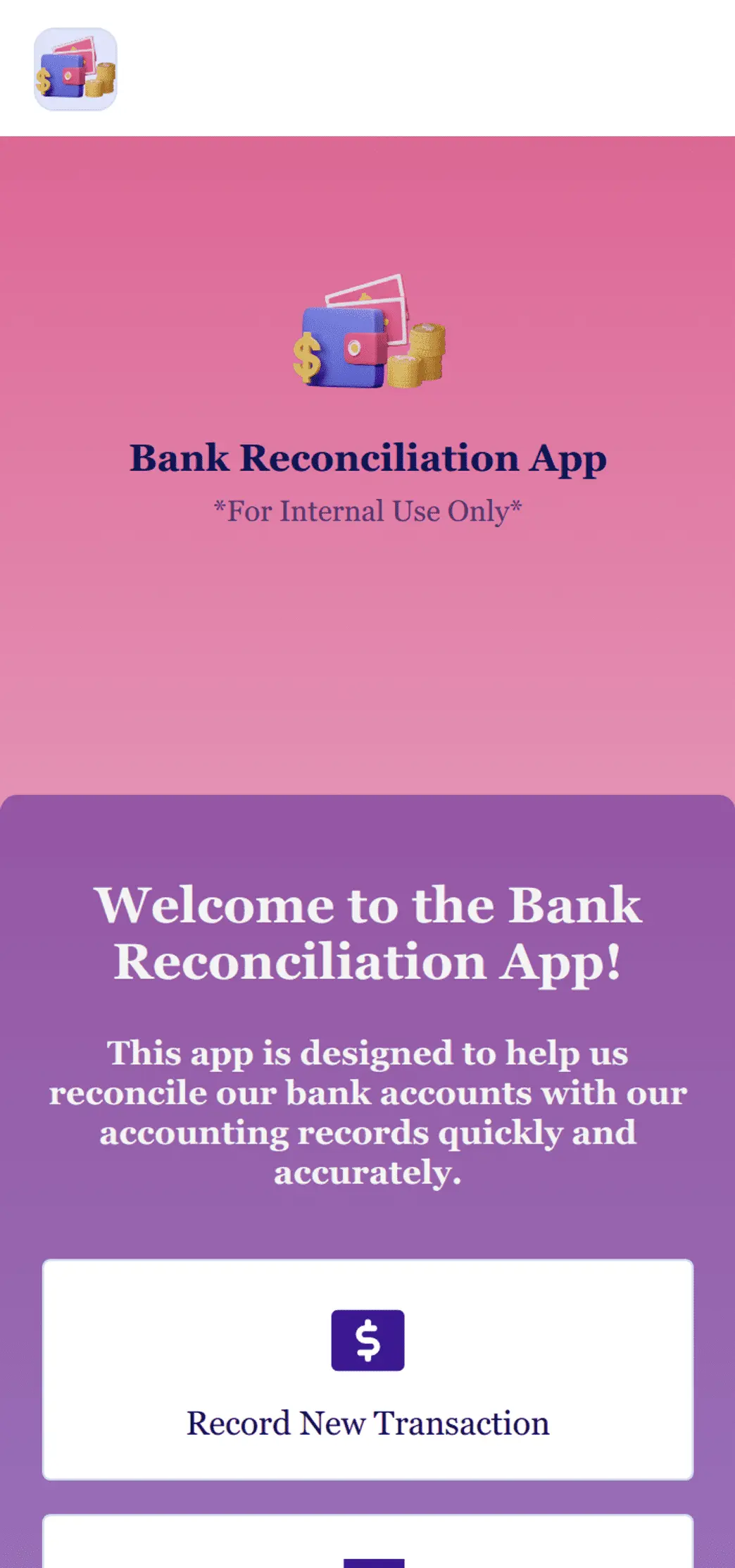 Bank Reconciliation App Template