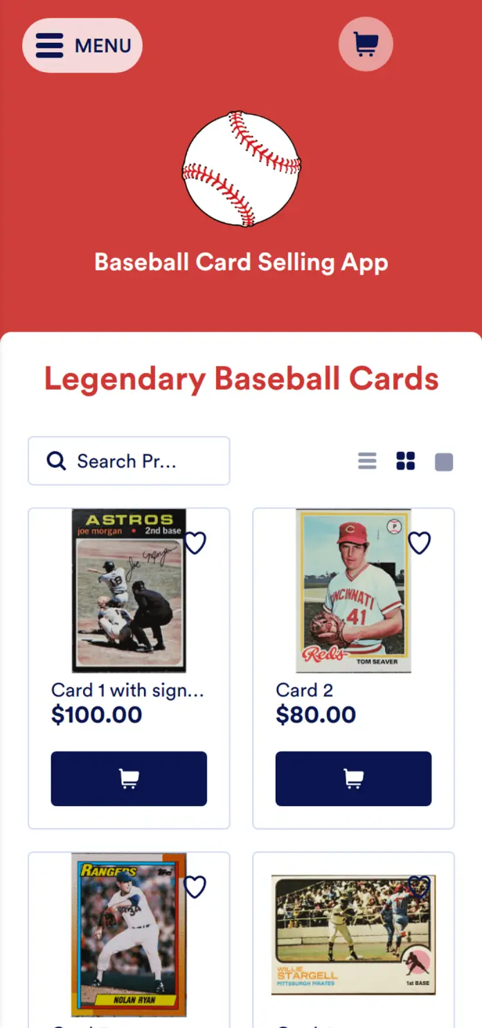 Baseball Card Selling App