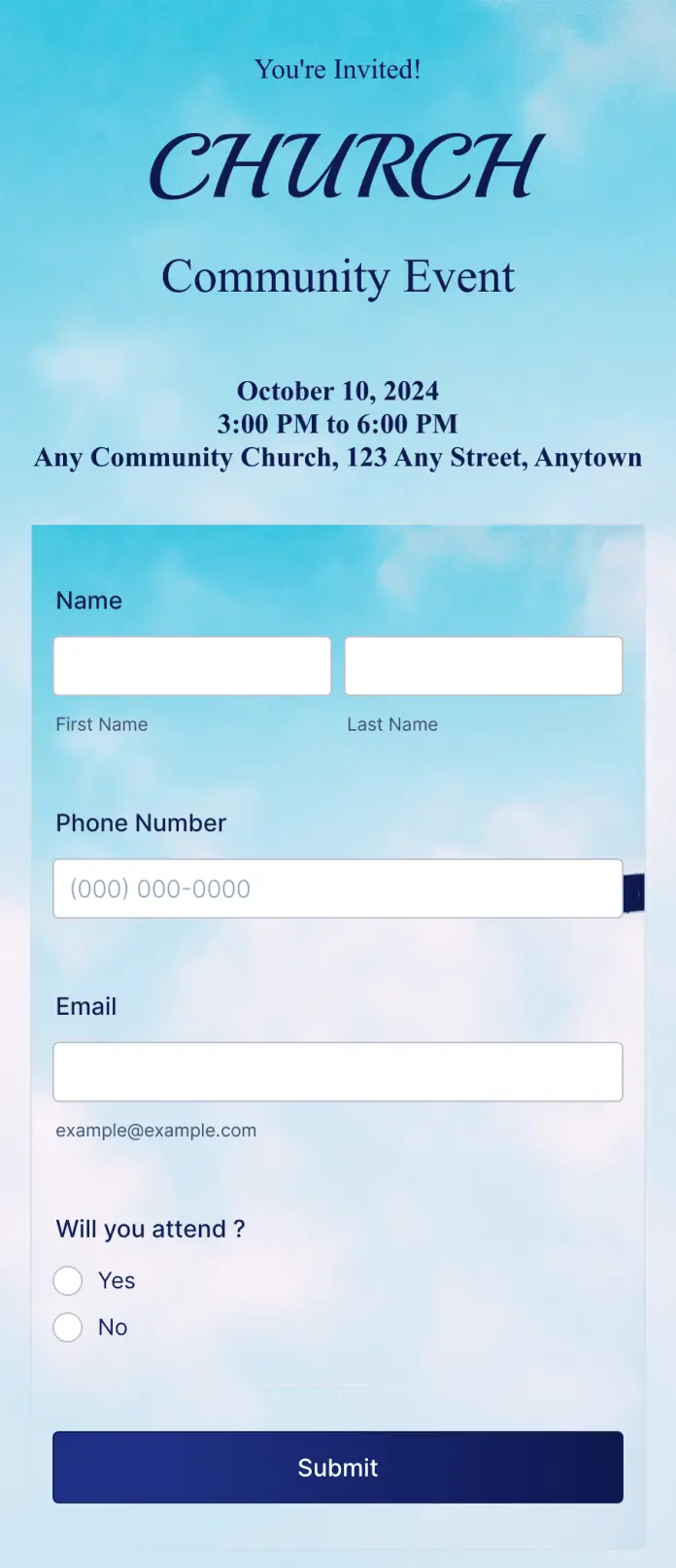 Church Event RSVP App