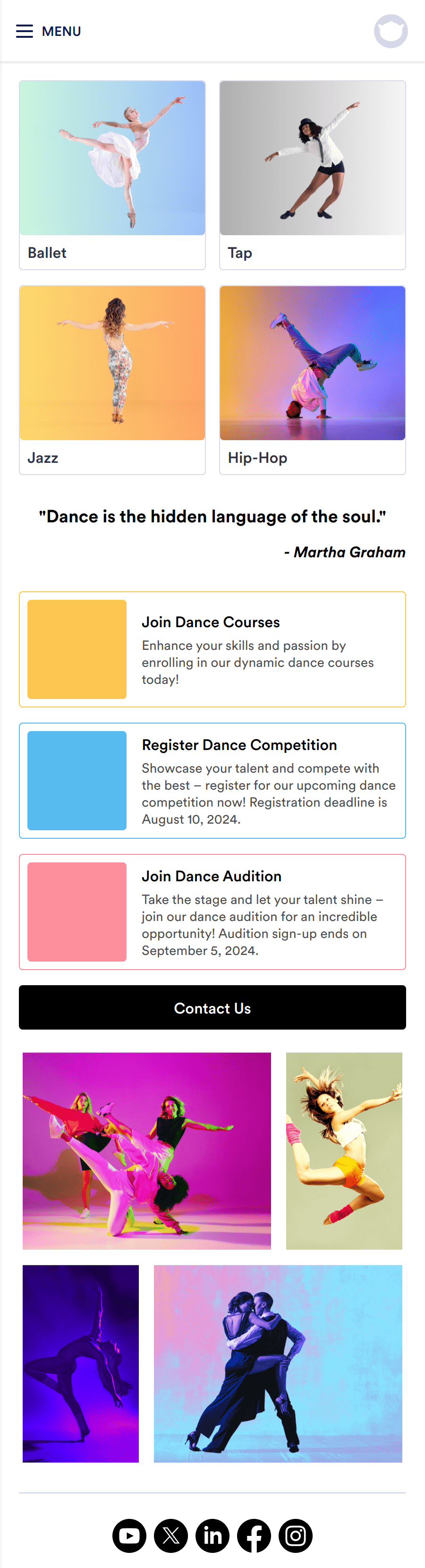 Dance Studio App Template | Jotform