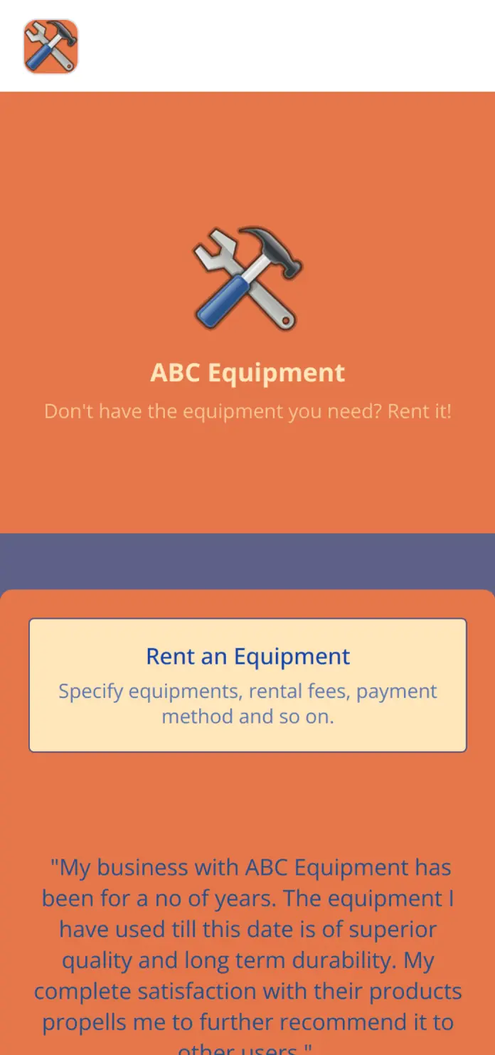 Equipment Rental App