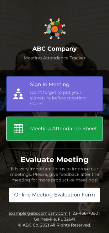 Meeting Sign In App Template