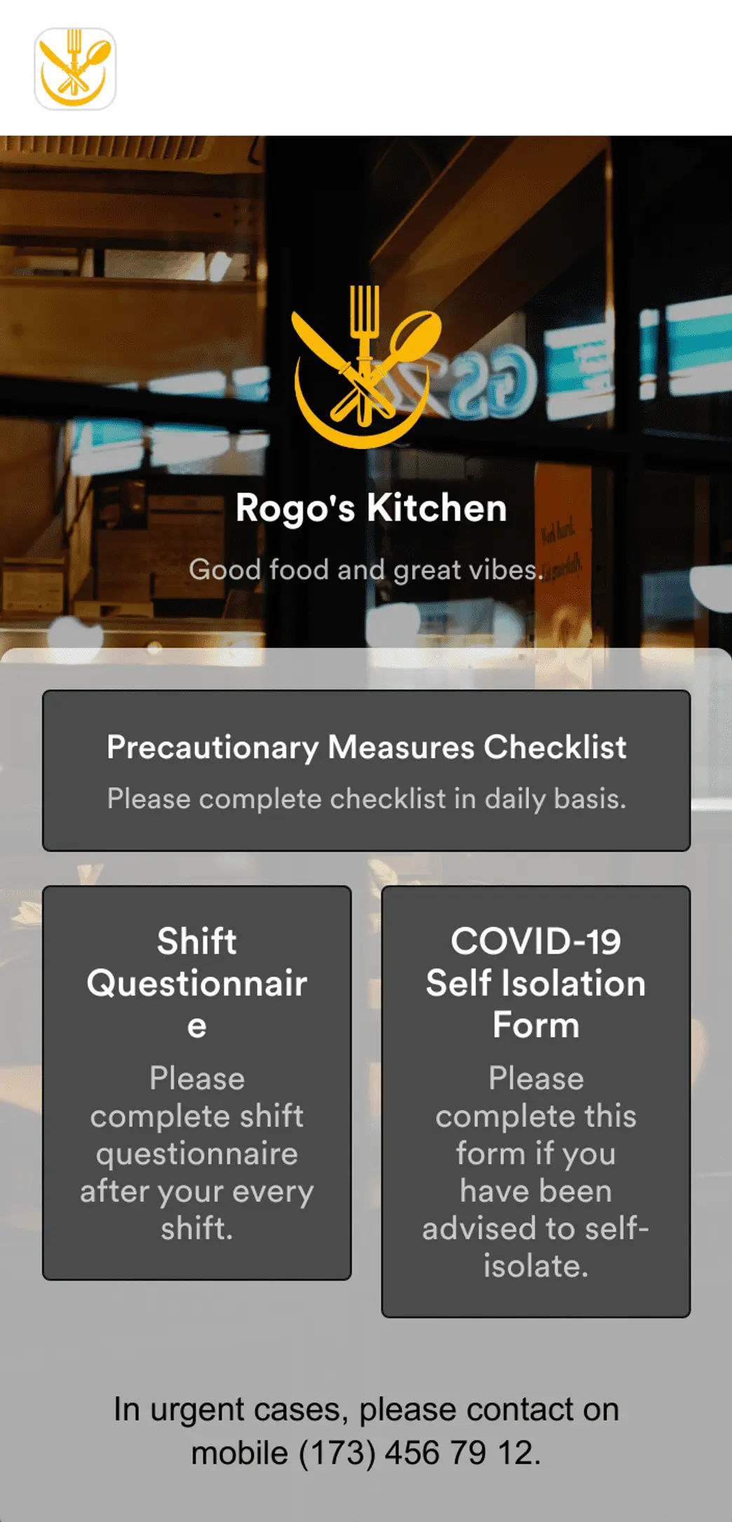 Restaurant Employee Screening App