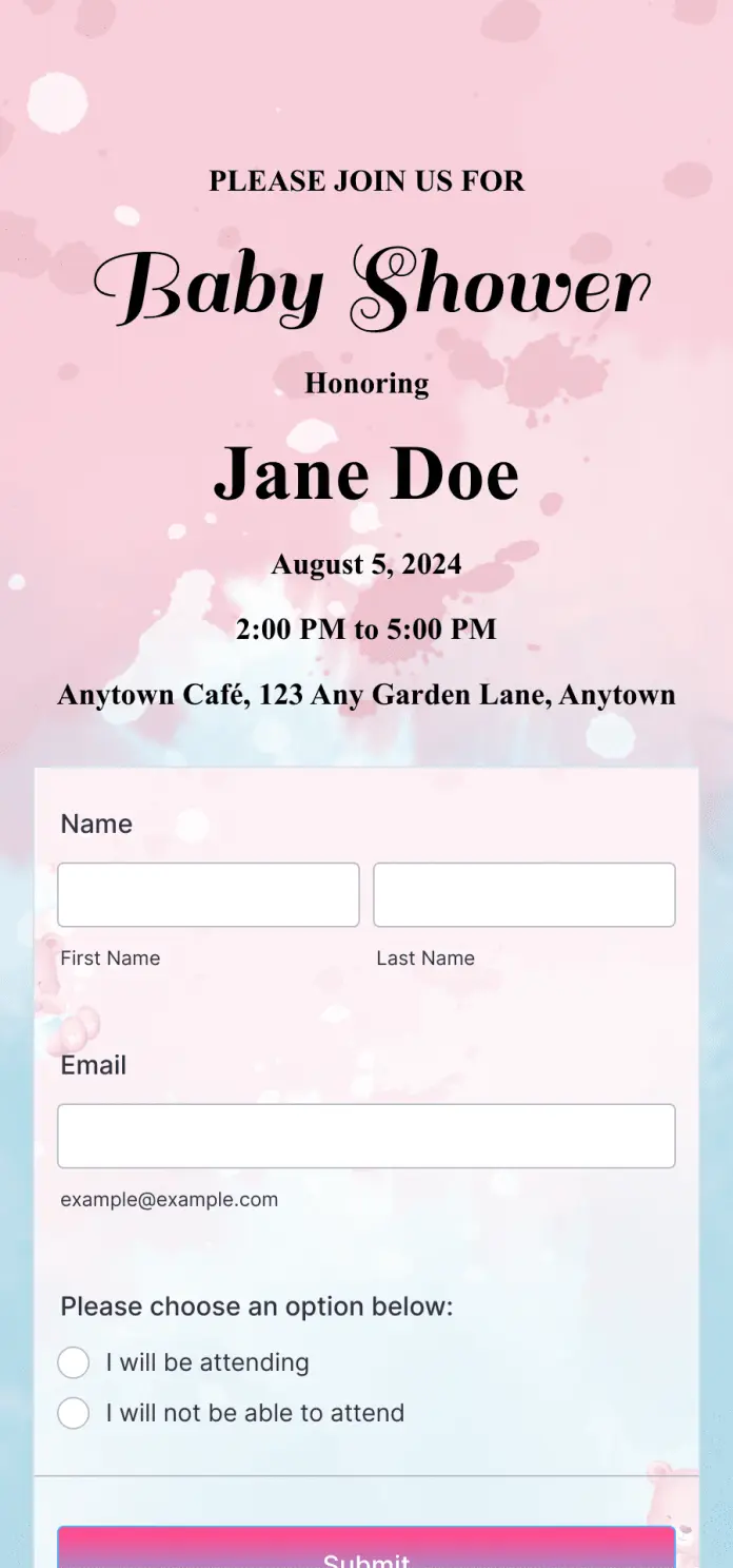 RSVP App for Babyshower