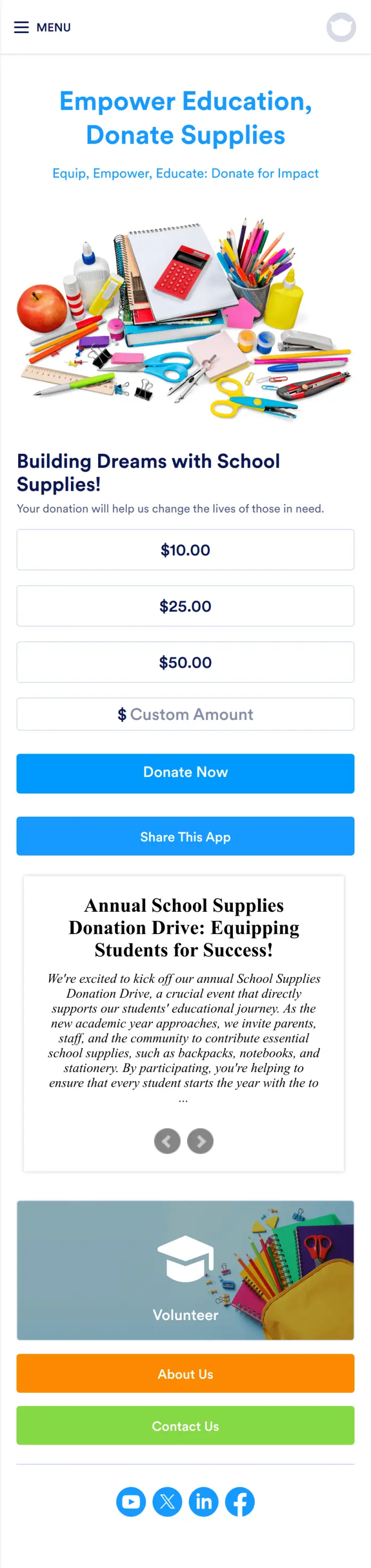 School Supplies Donation App