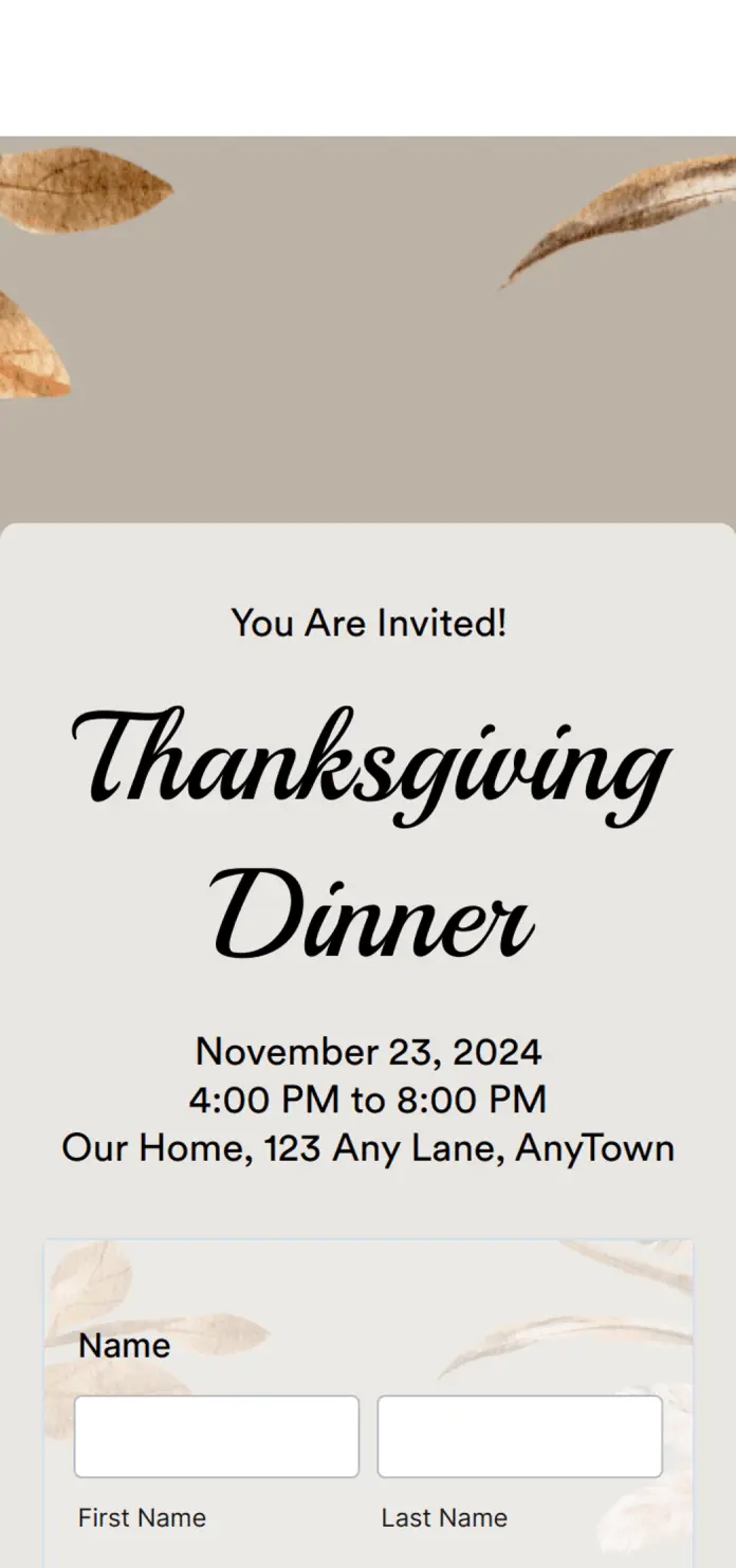 Thanksgiving RSVP App