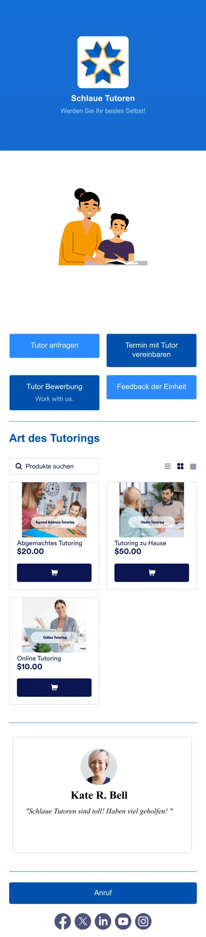 Tutoring App Vorlage