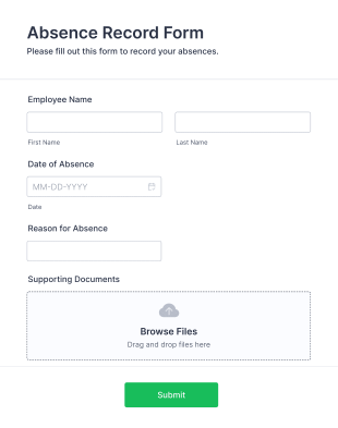 Absence Record Form Template