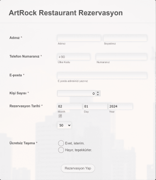ArtRock Restaurant Rezervasyon Form Template