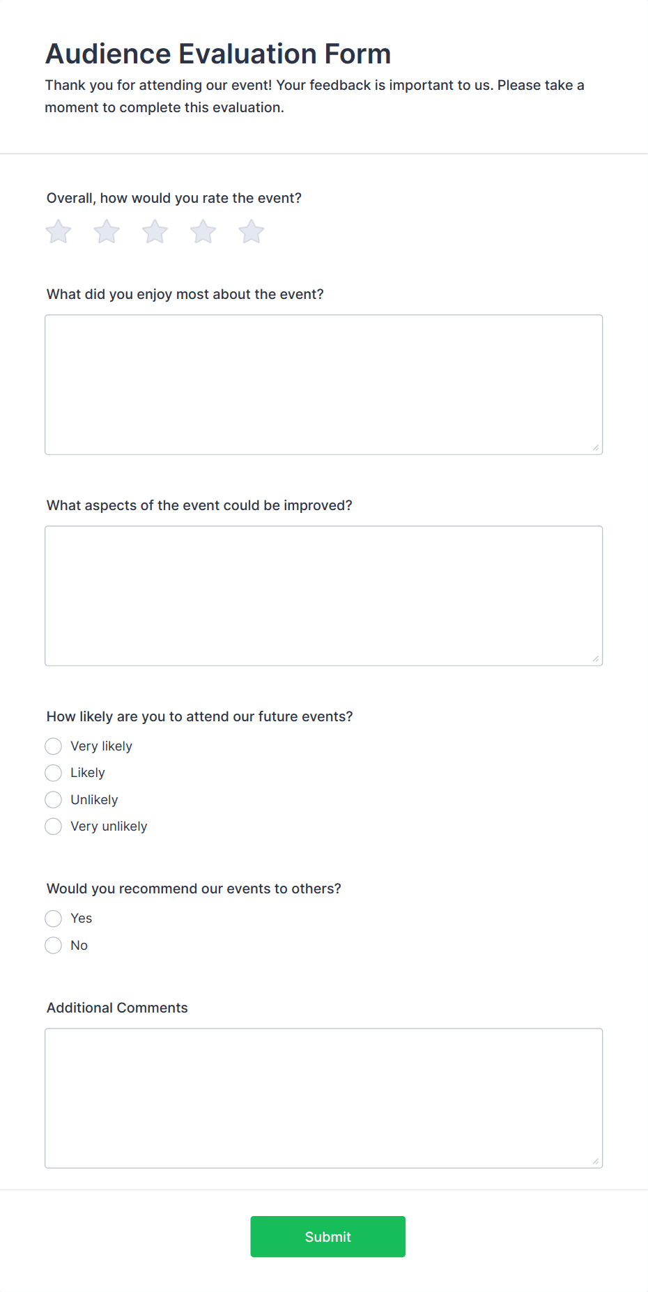 Audience Evaluation Form Template | Jotform