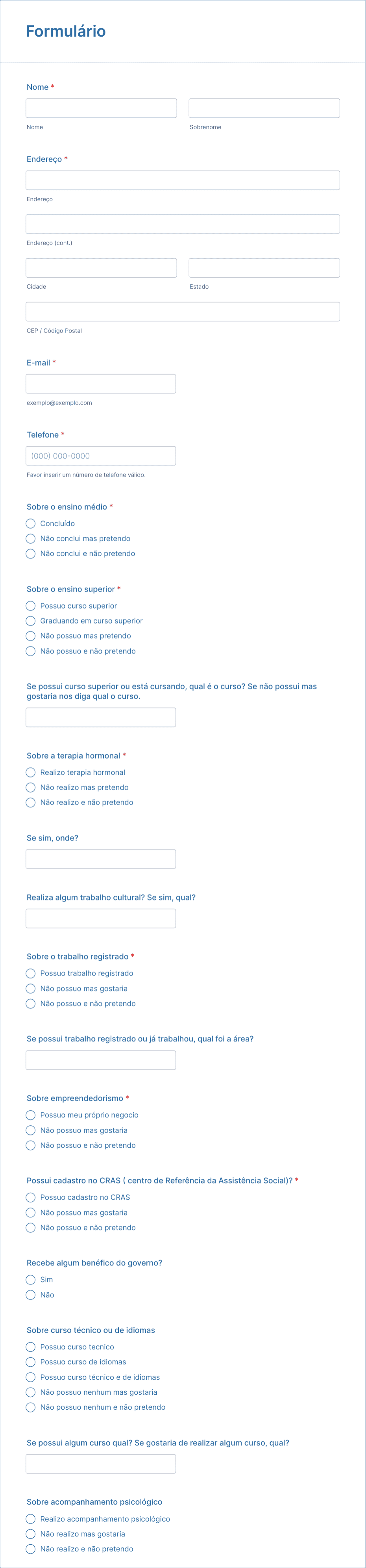 Cadastro de Pessoas Trans em SJC Modelo de Formulário | Jotform