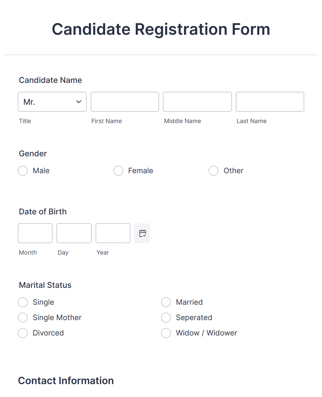 Candidate Registration Form Template | Jotform