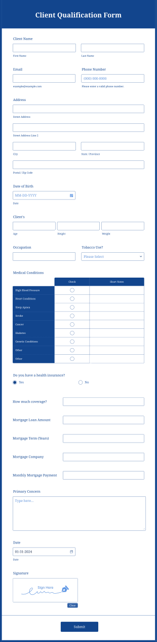 Client Qualification Form Template