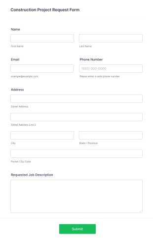 Construction Project Request Form Template