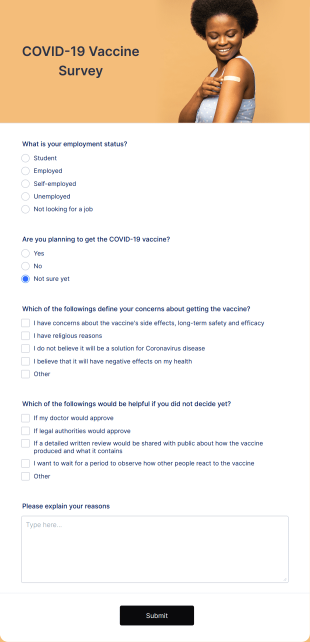 COVID 19 Vaccine Survey Form Template