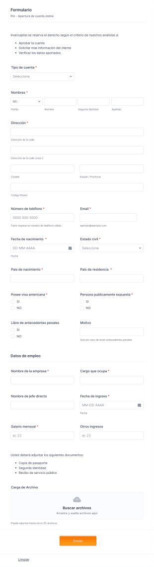CUENTA BANK Form Template