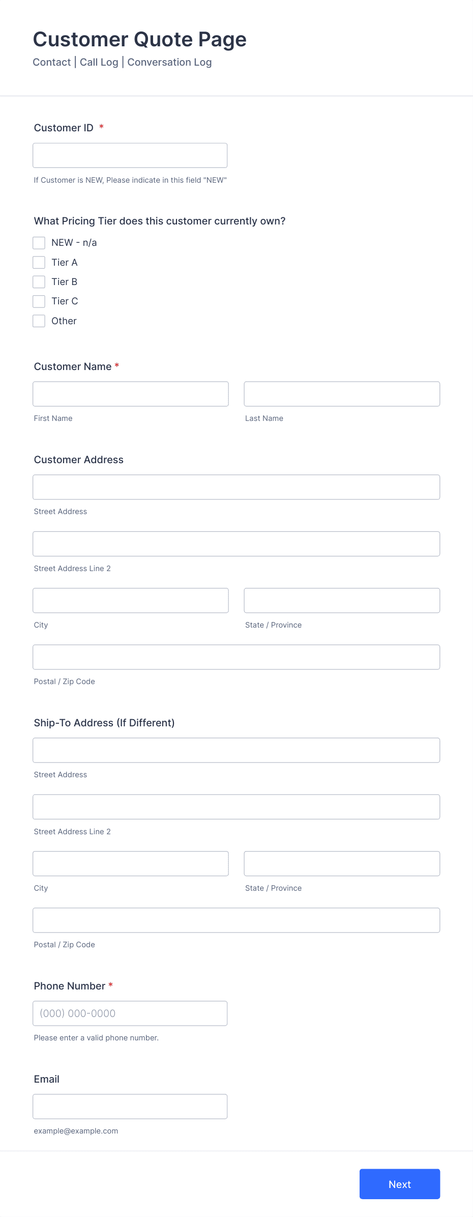 Customer Quote Page Form Template | Jotform