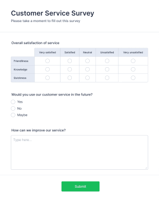 Customer Satisfaction Survey Form Template