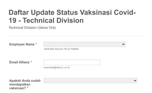 Daftar Update Status Vaksinasi Covid 19 Technical Division Form Template