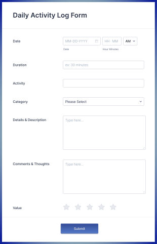 Daily Activity Log Form Template