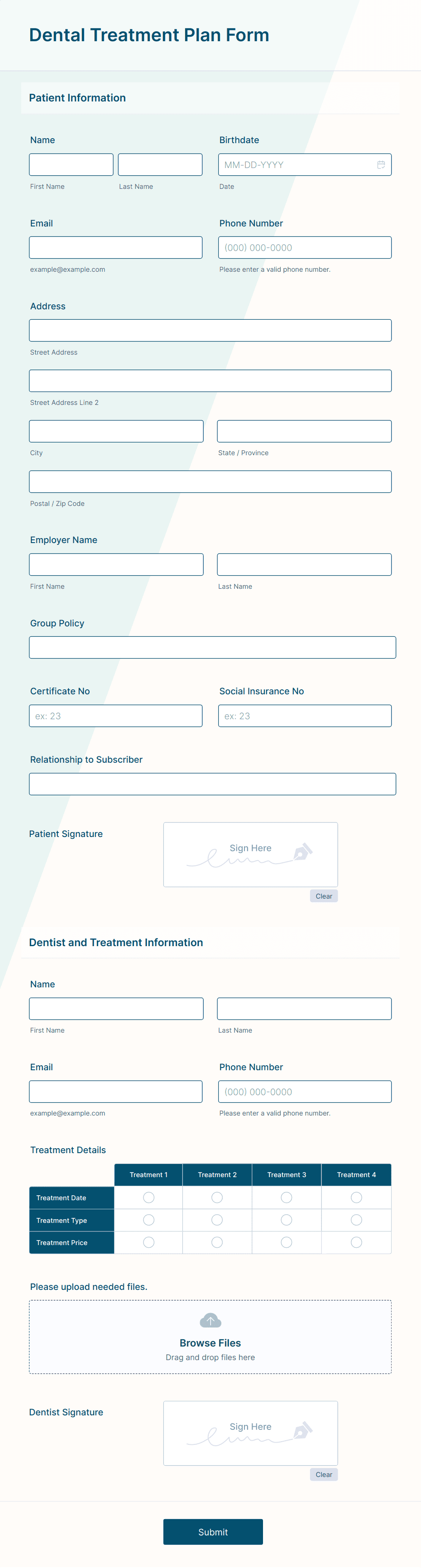 Dental Treatment Plan Form Template | Jotform