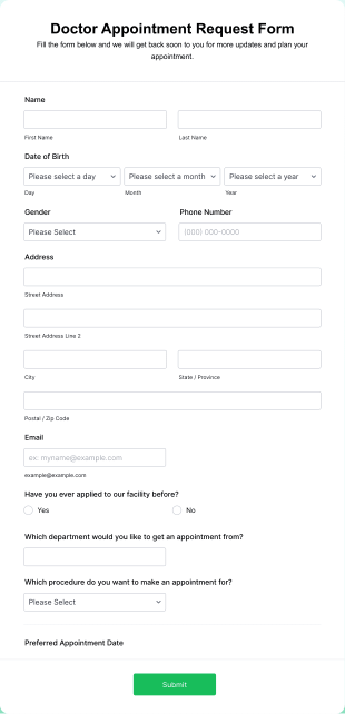 Online Doctor Appointment Form Template