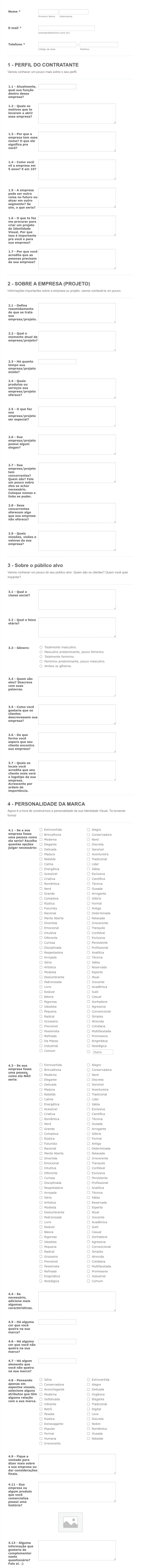 Entrepreneur Questionnaire In Portuguese Form Template