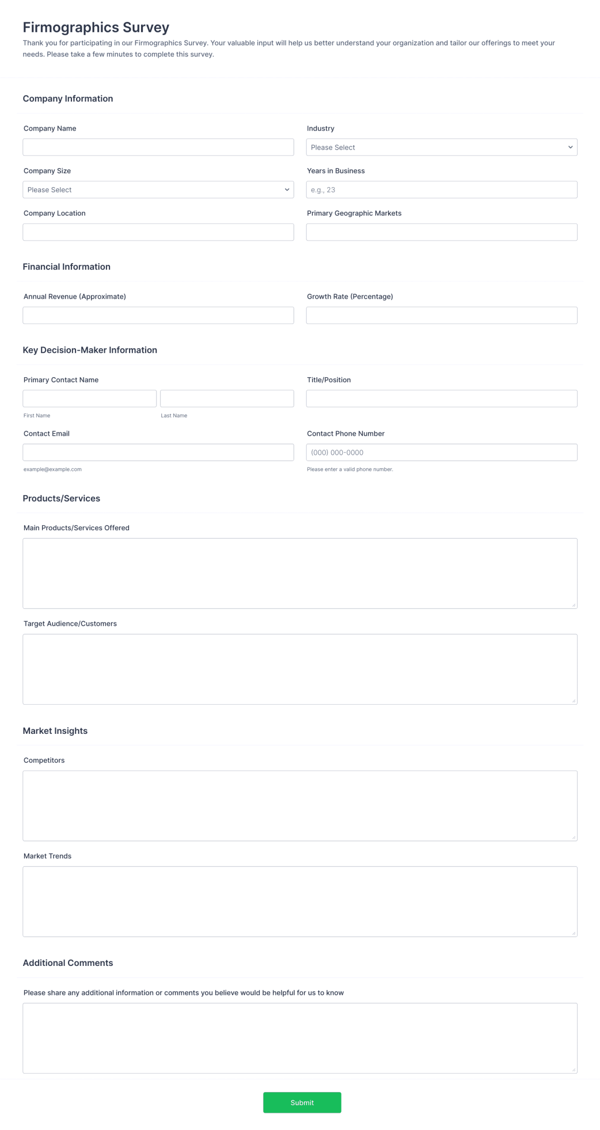 Firmographics Survey Form Template | Jotform