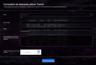 Formulaire De Demande Déban Twitch Form Template