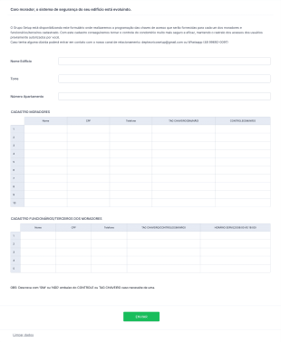 Formulário Setup TAGS Form Template