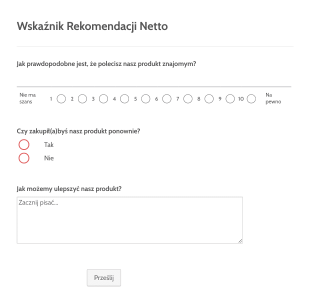 Formularz Wskaźnika Rekomendacji Netto  Form Template