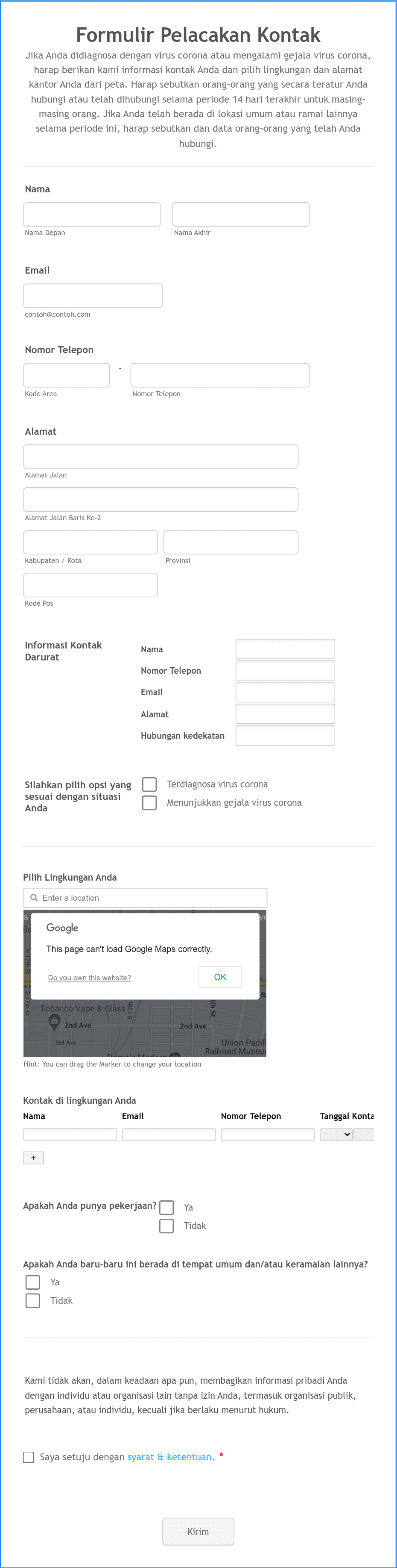 Formulir Pelacakan Kontak Template Formulir | Jotform