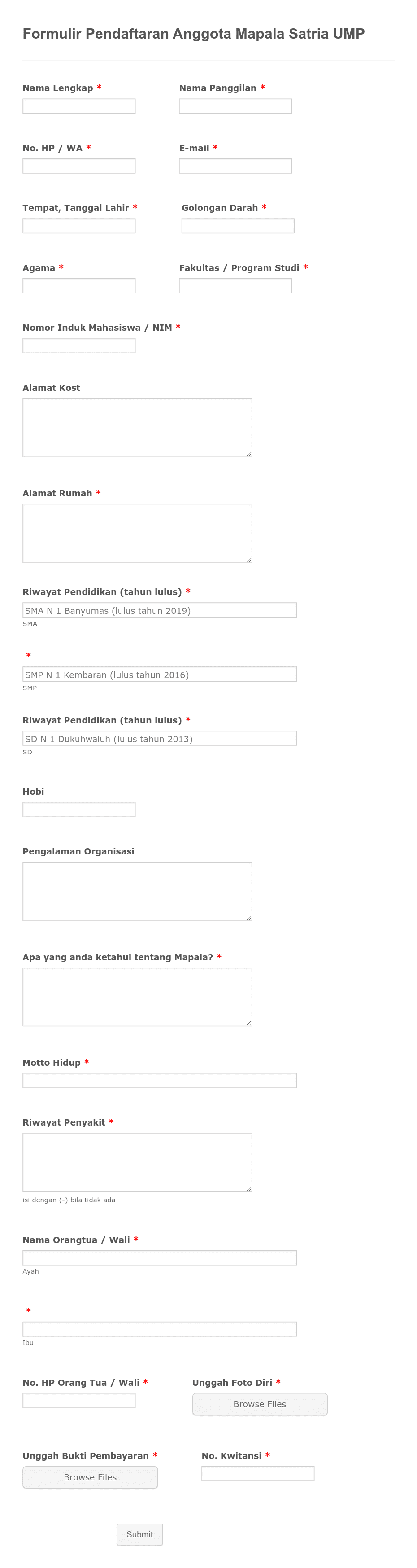 100+ Formulir Pendaftaran | Jotform