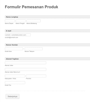 Formulir Umum Pemesanan Produk Form Template