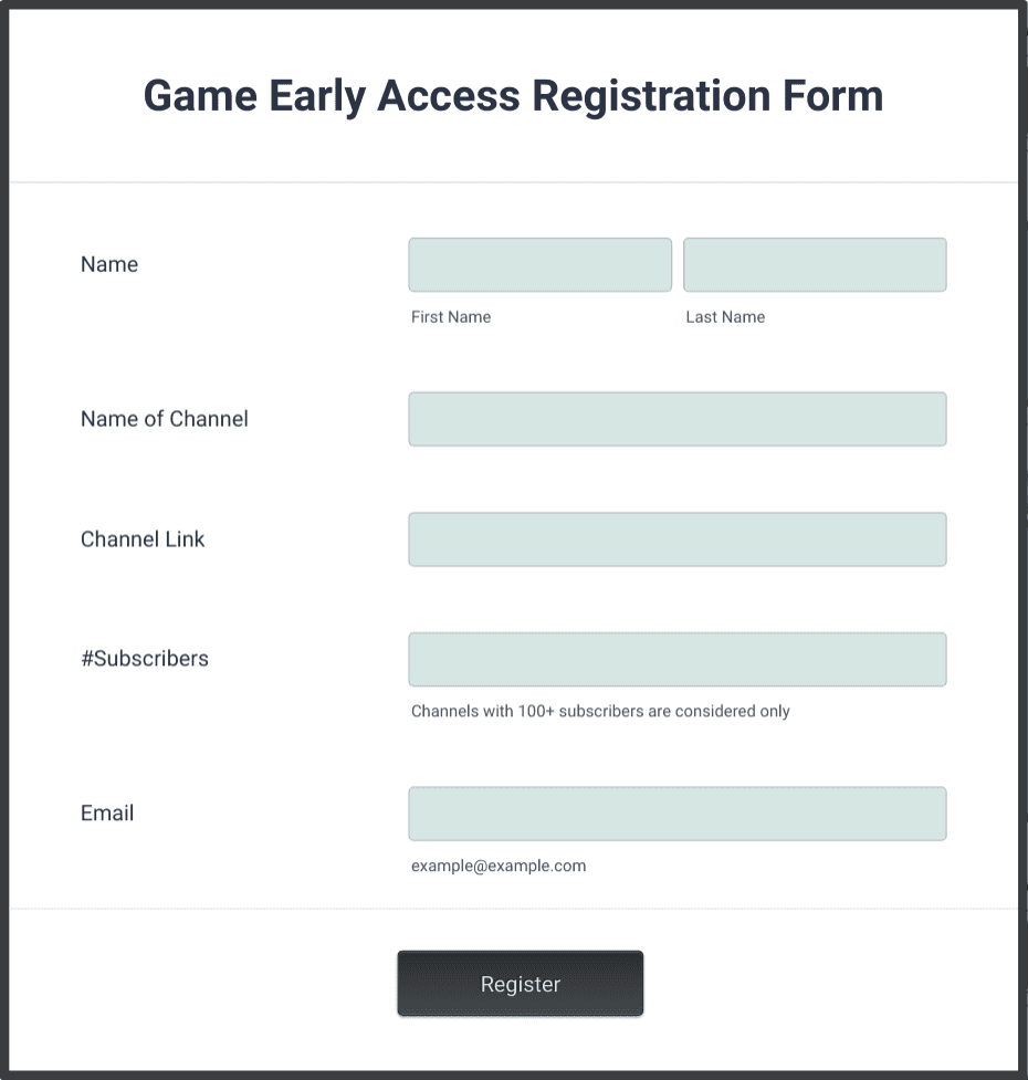 Game Early Access Registration Form Template | Jotform