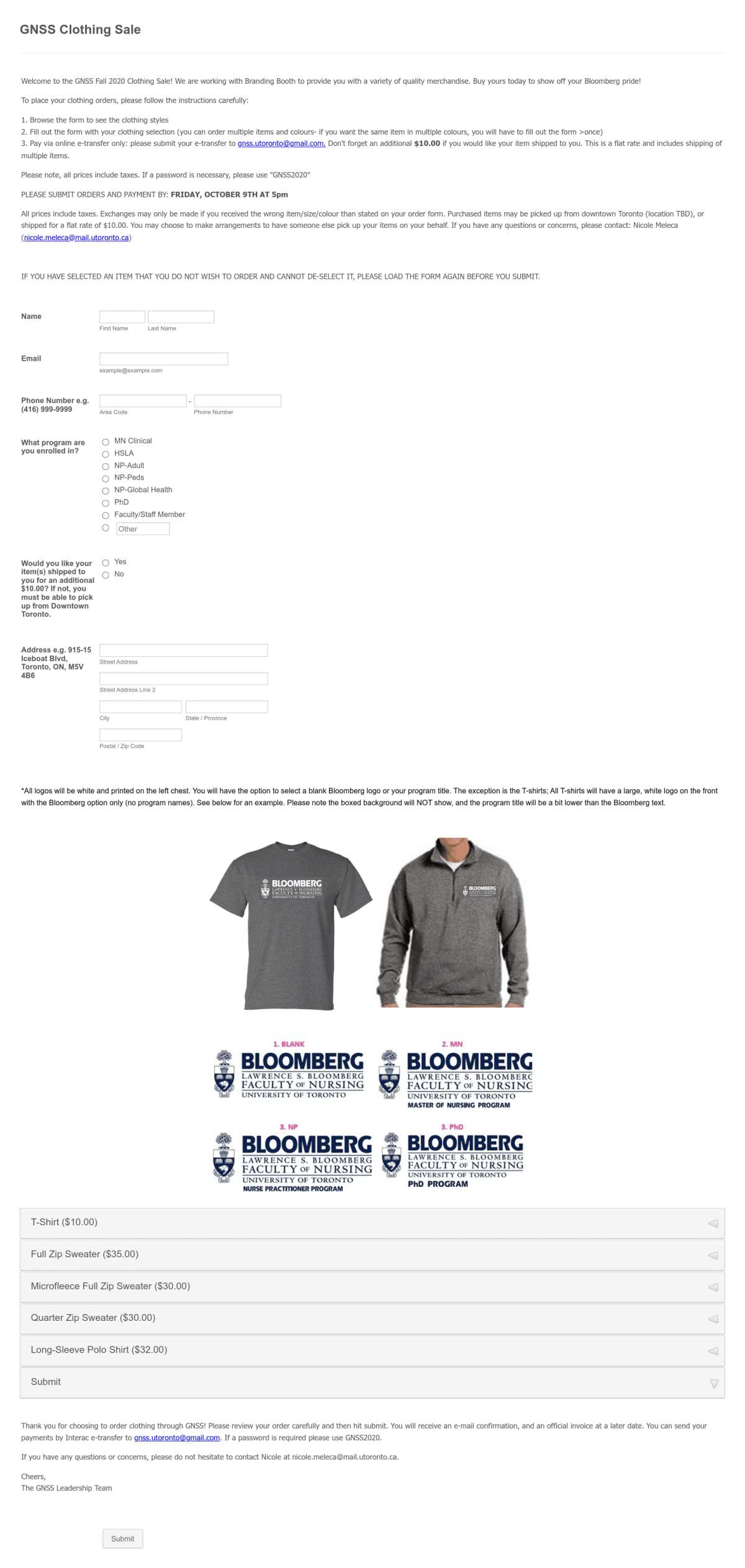 Gnss Online Clothing Order Form Template Jotform 4199