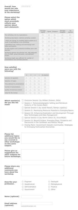 GTW Suriname 2019 Participant Evaluation Form Template