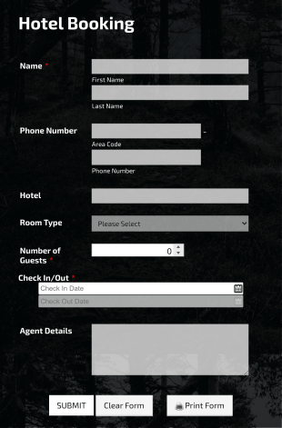 Hotel Booking Form Template