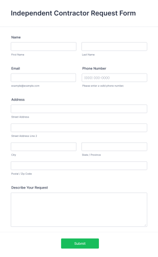 Independent Contractor Request Form Template