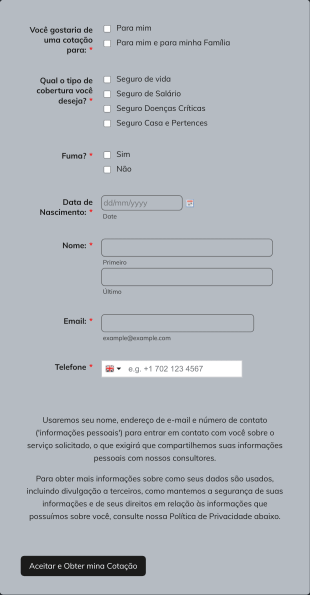 Insurance Quote Request Form In Portuguese Form Template
