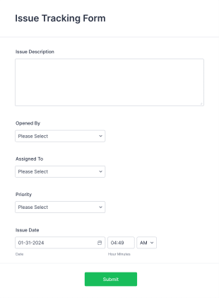 Issue Tracking Form Template