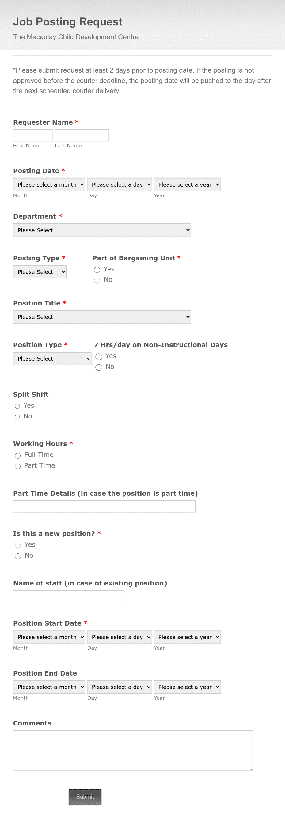 Job Posting Request Form Template | Jotform