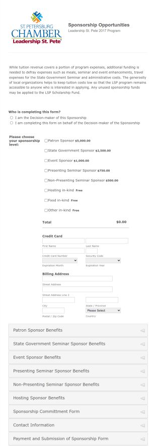 Leadership St. Pete 2017 Sponsorship Form Template