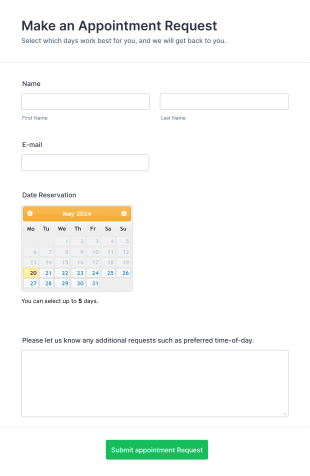 Make An Appointment Request Form Template